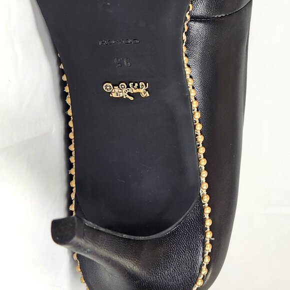 Coach Samantha Pump Heels with brass beadchain Trim Smooth Leather Size 9.5 - Picture 10 of 16